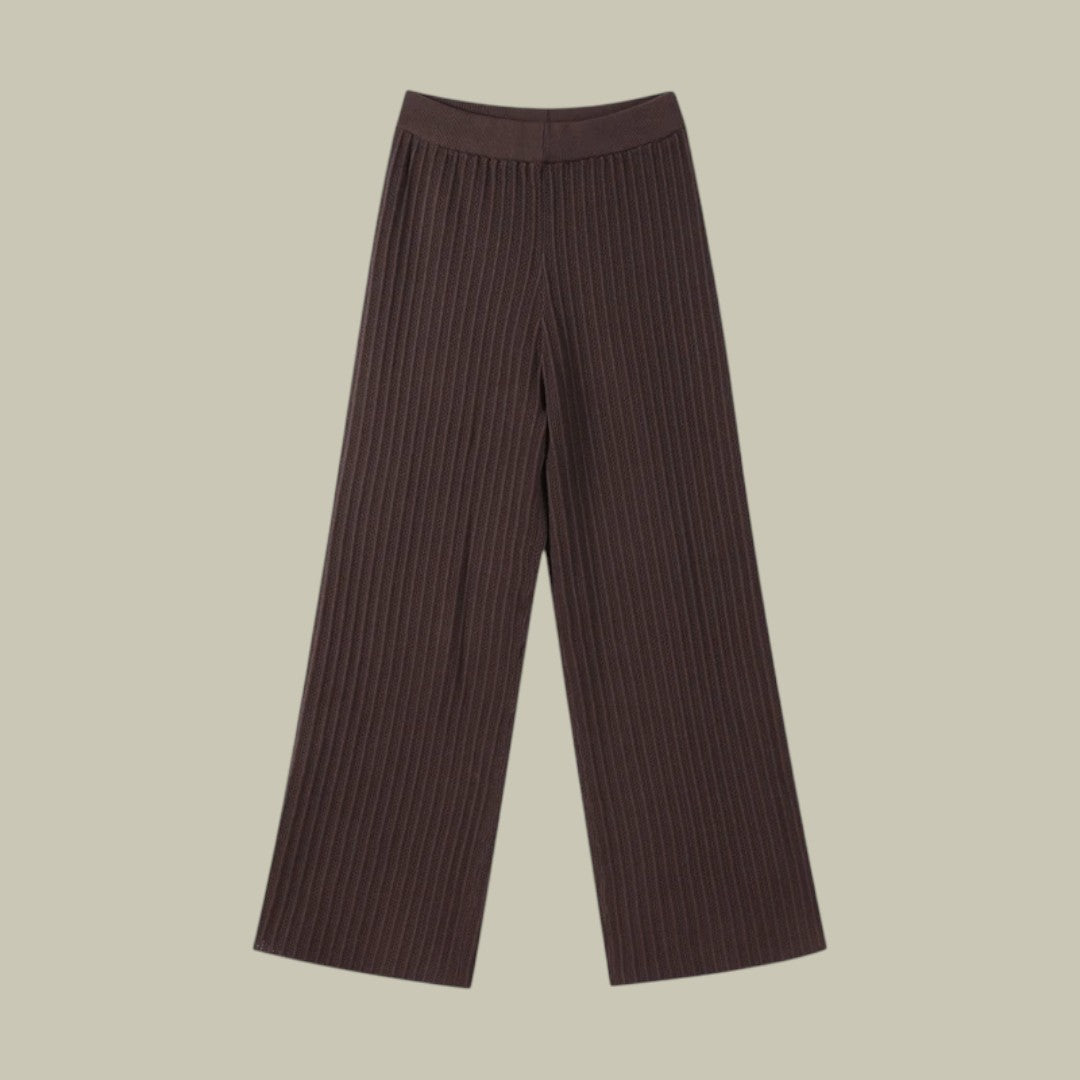 Womens Ribbed Two-Piece Set Brown