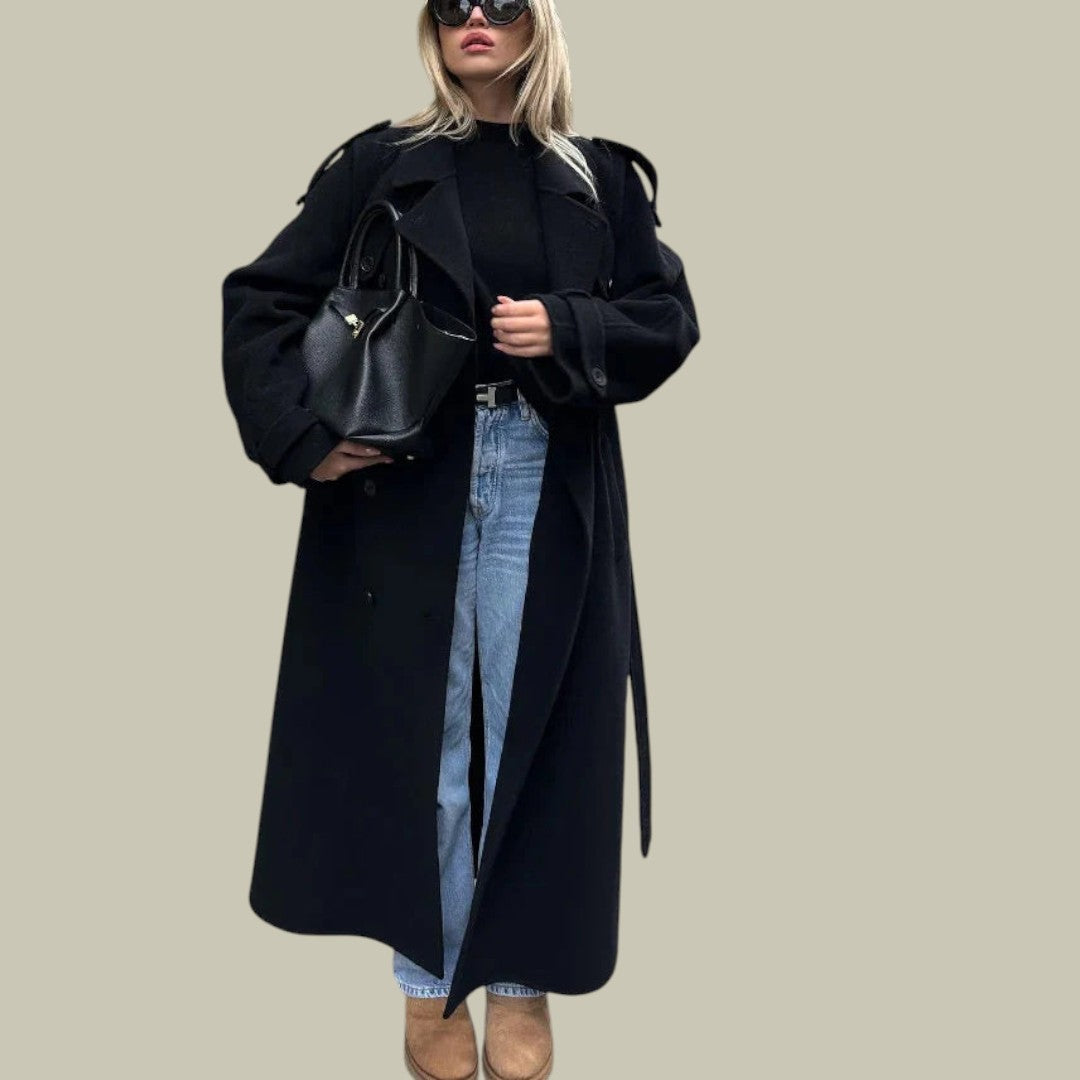 Womens Coat Double Breasted Wool Blend