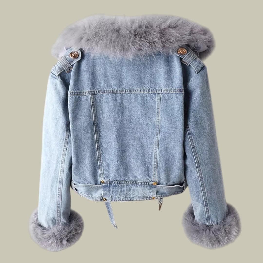 Lux & Classy • Women’s Fluffy Short Denim Jacket