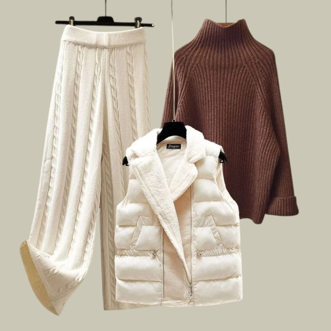 Lux & Classy • Women’s Knitted Elegance Warm Three Piece Set