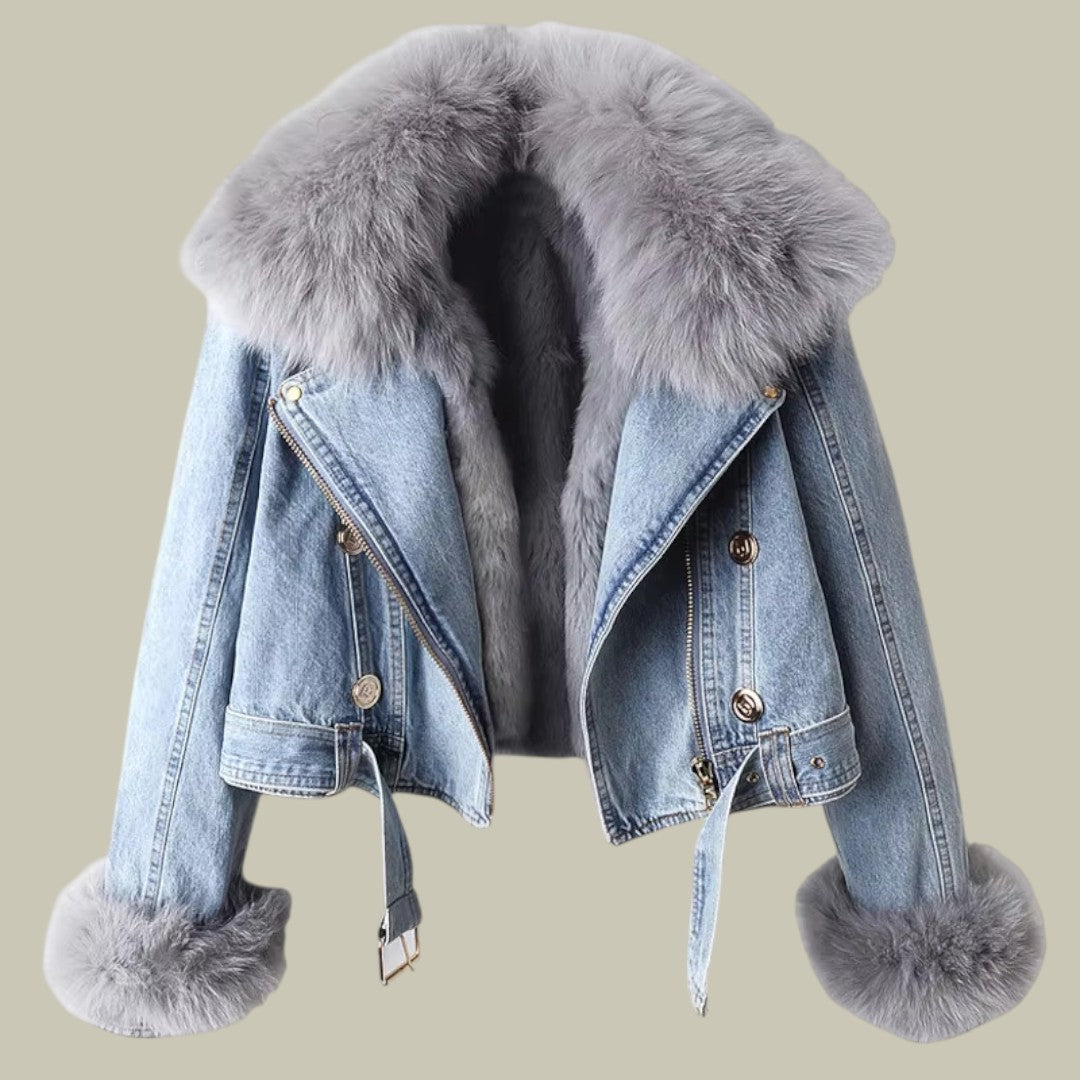 Lux & Classy • Women’s Fluffy Short Denim Jacket