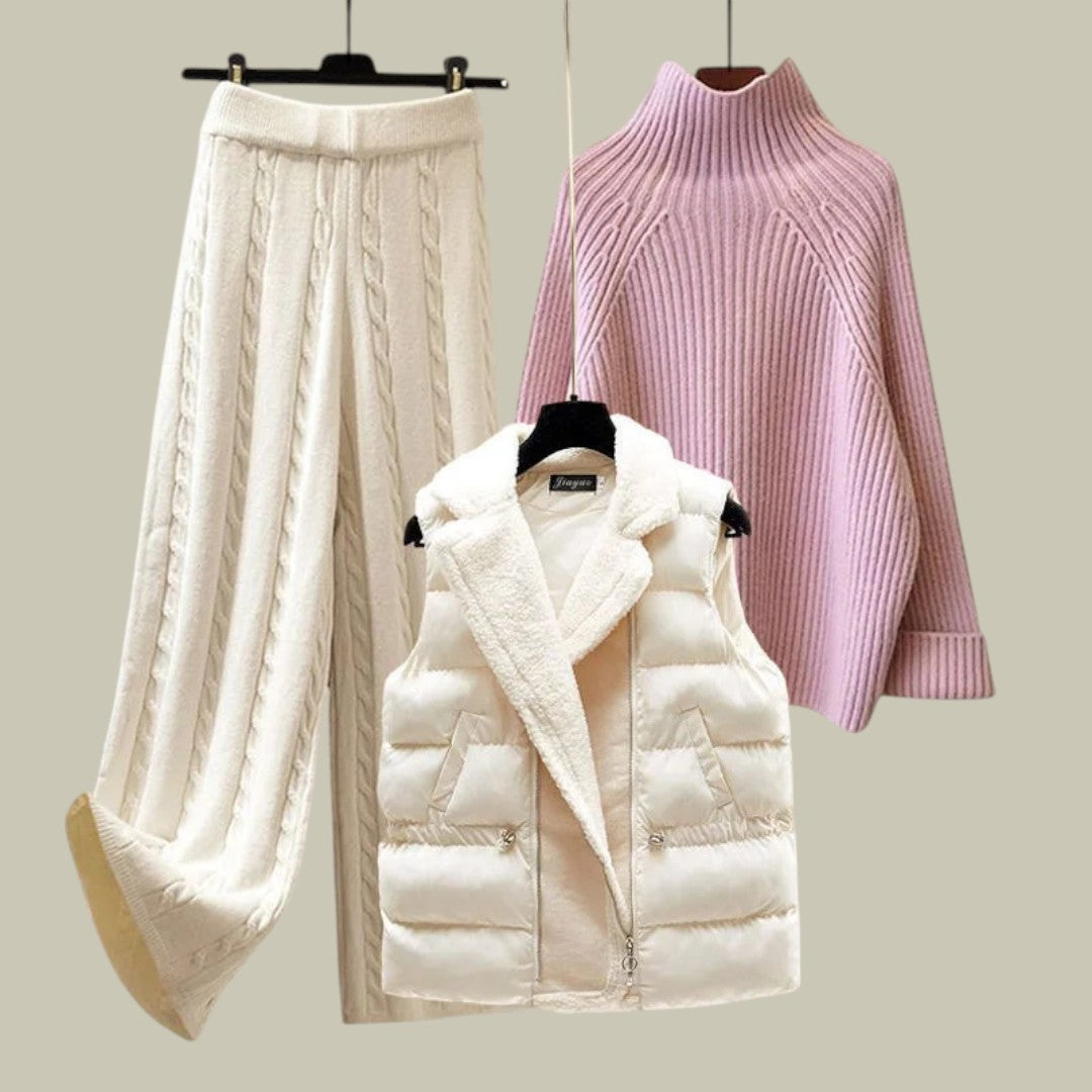 Lux & Classy • Women’s Knitted Elegance Warm Three Piece Set
