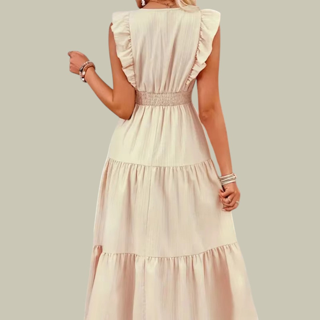 Lux & Classy • Women's Casual Ruffle Shoulder Dress