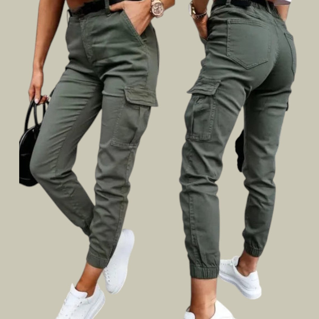 Womens High-Waisted Cargo Pants