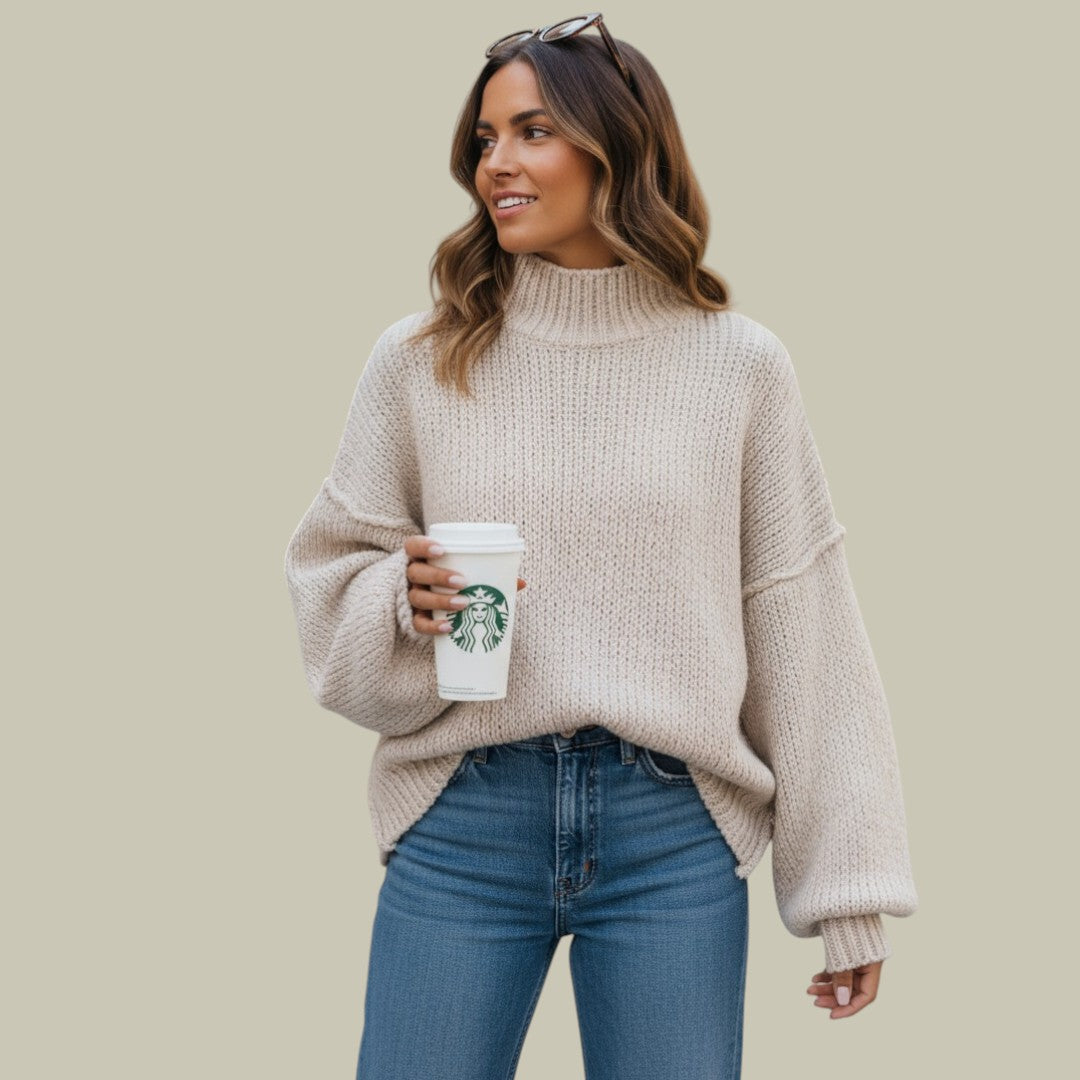 Womens Oversized Jumper Knit Beige