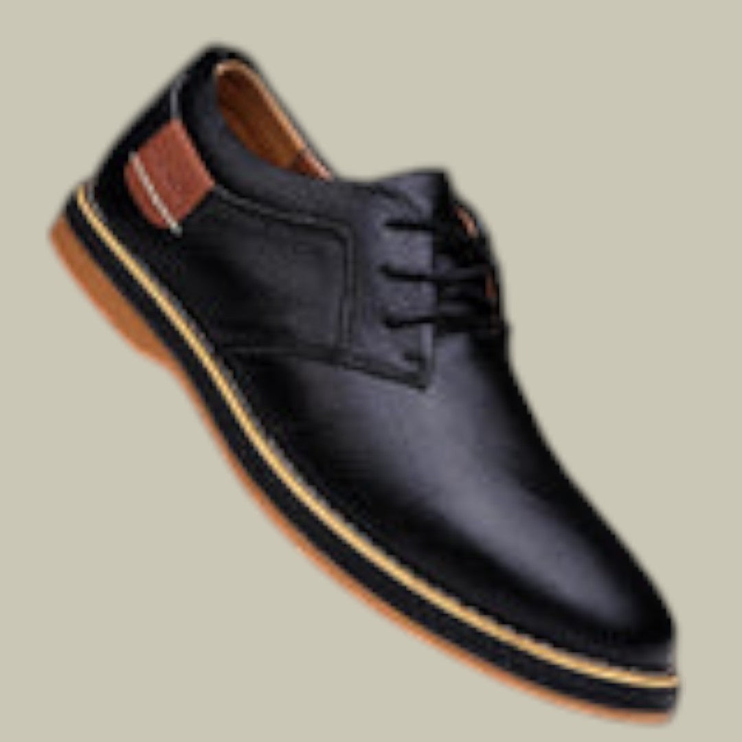 Mens Orthopedic Leather Shoes Black Daily