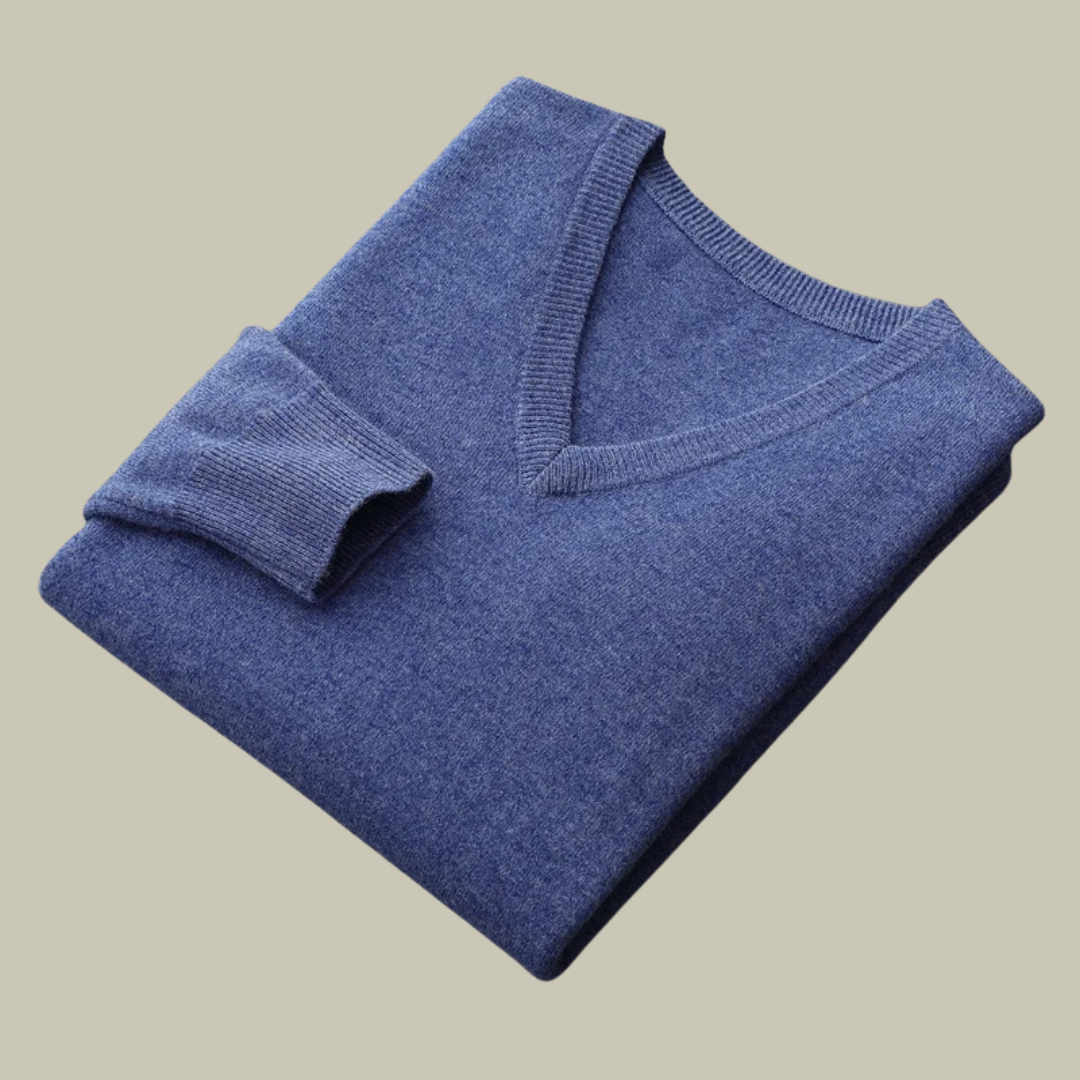 Lux & Classy • Men's Pure Wool V-Neck Pullover