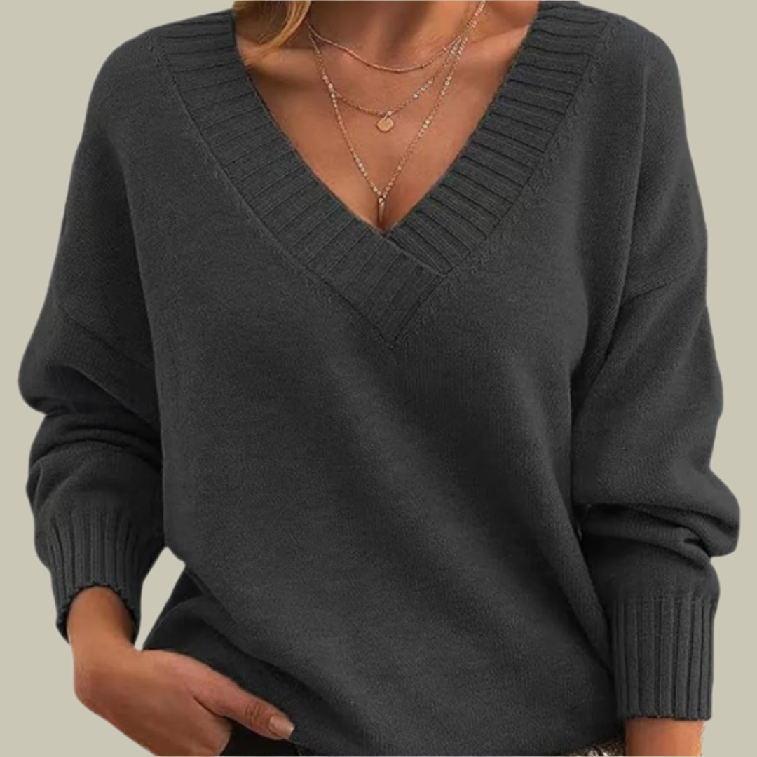 Lux & Classy  • Chic V-Neck Pure Cashmere Sweater