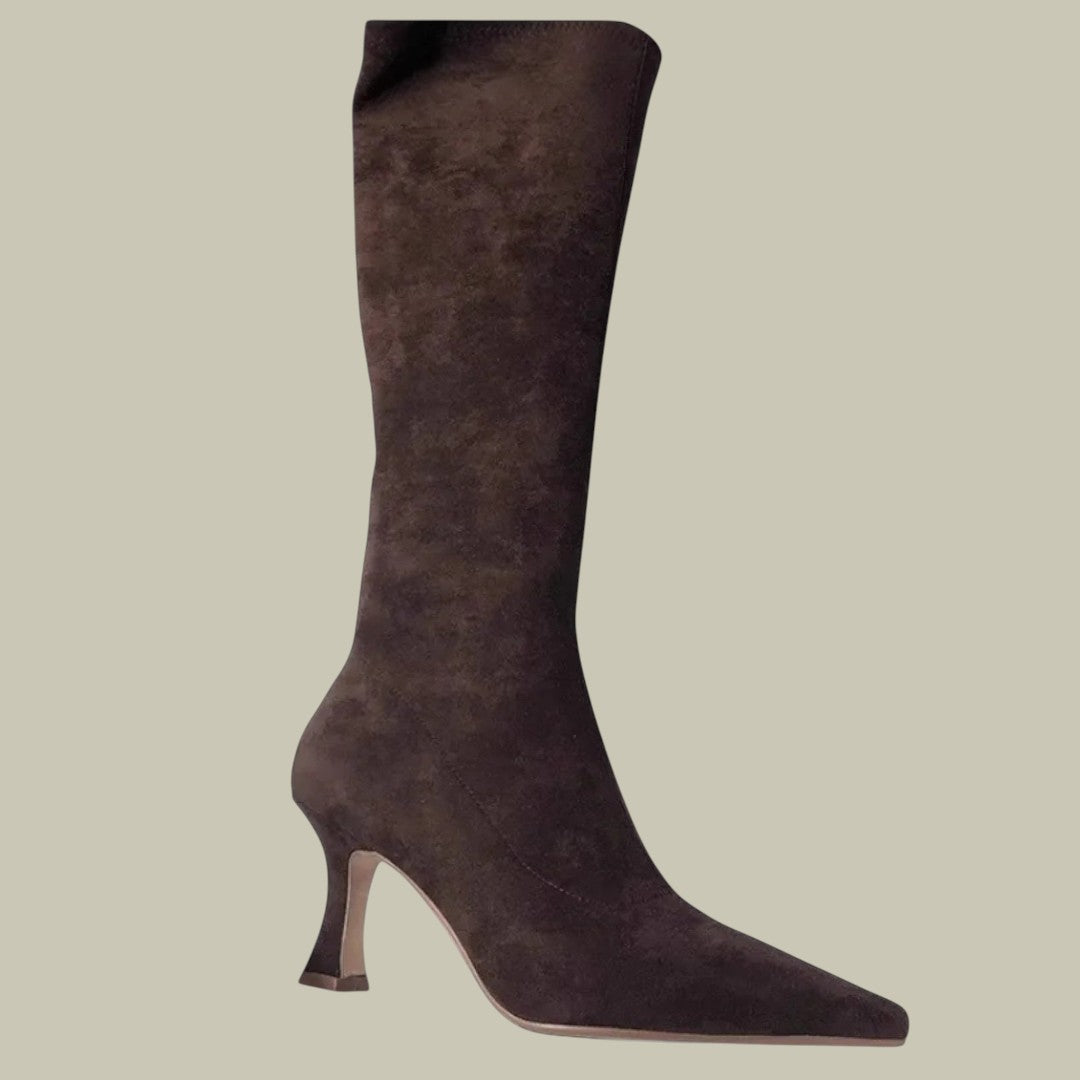 Womens Suede High Heeled Boots