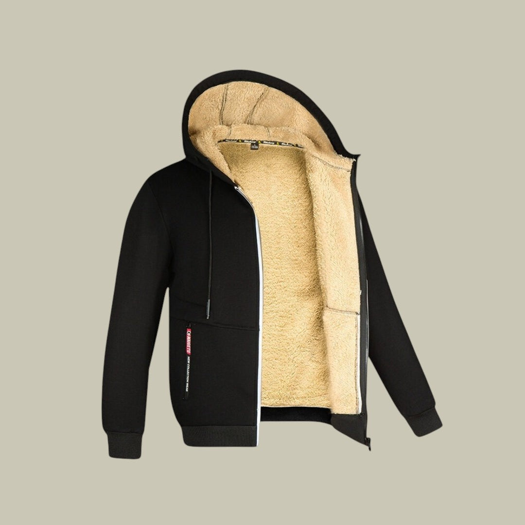 Mens Cardigan Fleece Hooded Warm Autumn