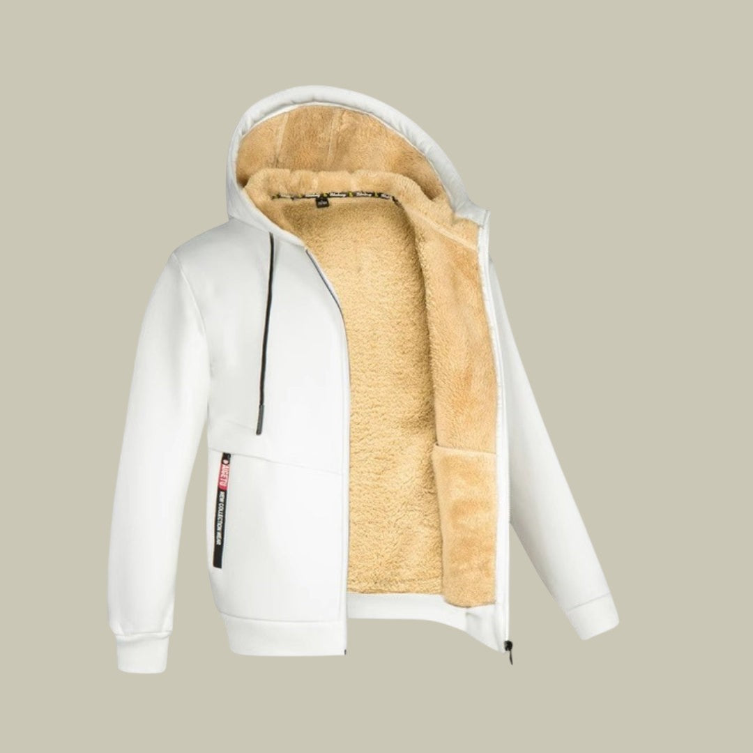 Mens Cardigan Fleece Hooded Warm Autumn