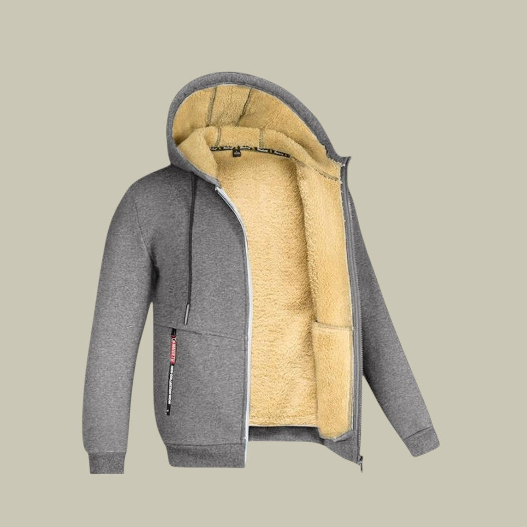 Mens Cardigan Fleece Hooded Warm Autumn
