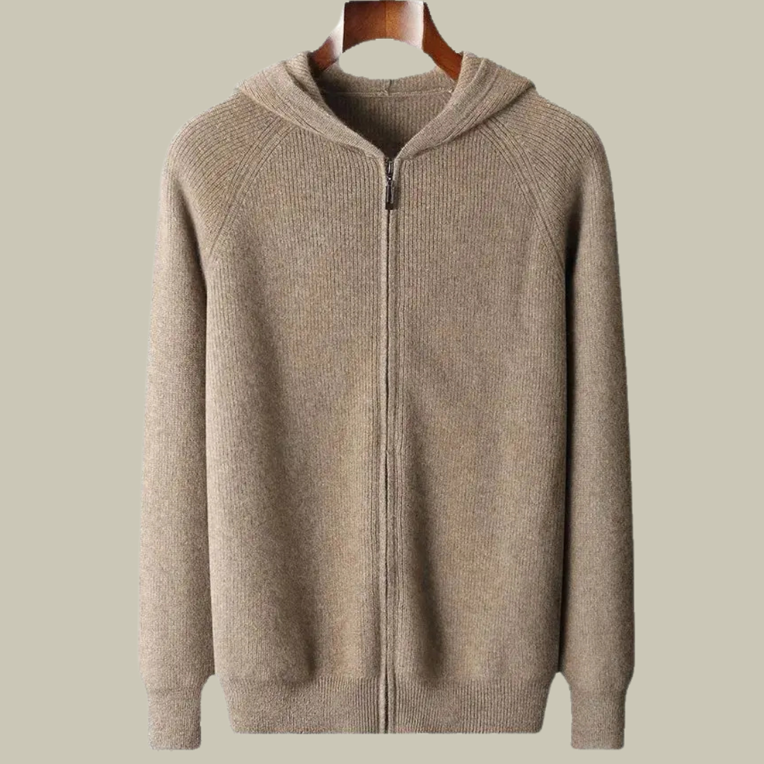 Lux & Classy • Pure Cashmere Hooded Cardigan for Men