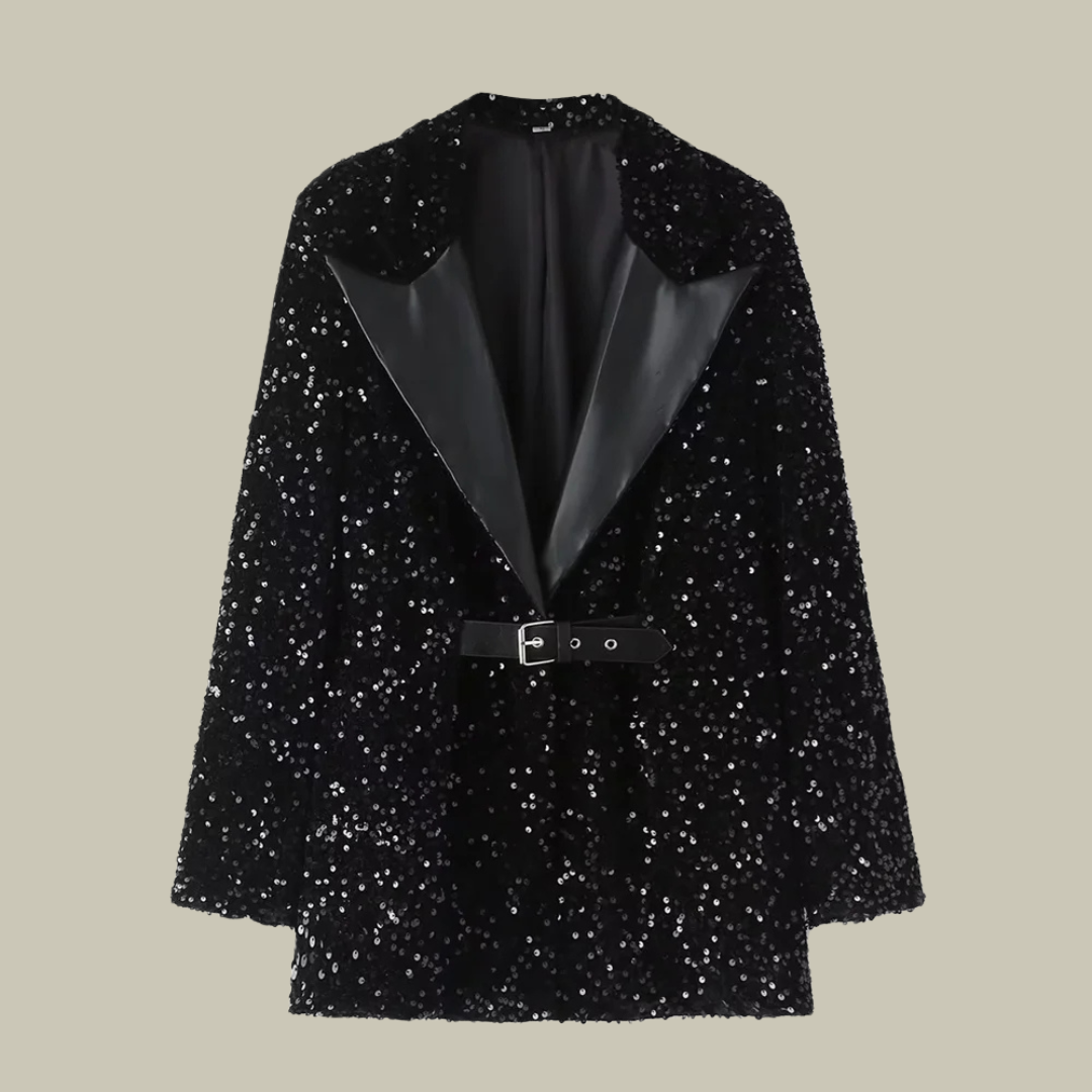 Lux & Classy • Women's Sparkle Belted Blazer