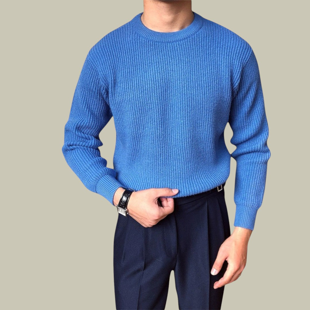 Mens Sweater Knitted Ribbed