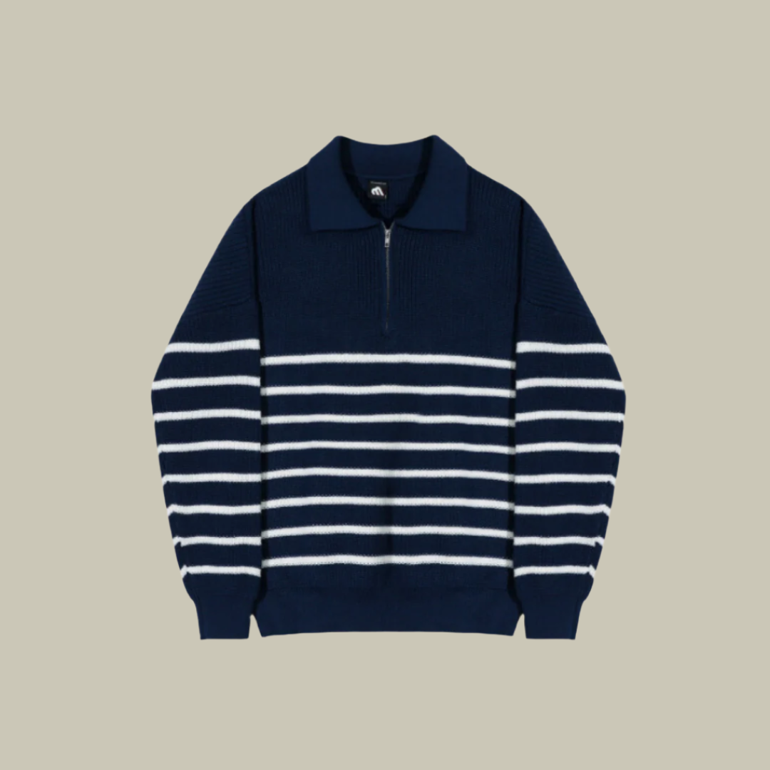 Striped Half-zipper