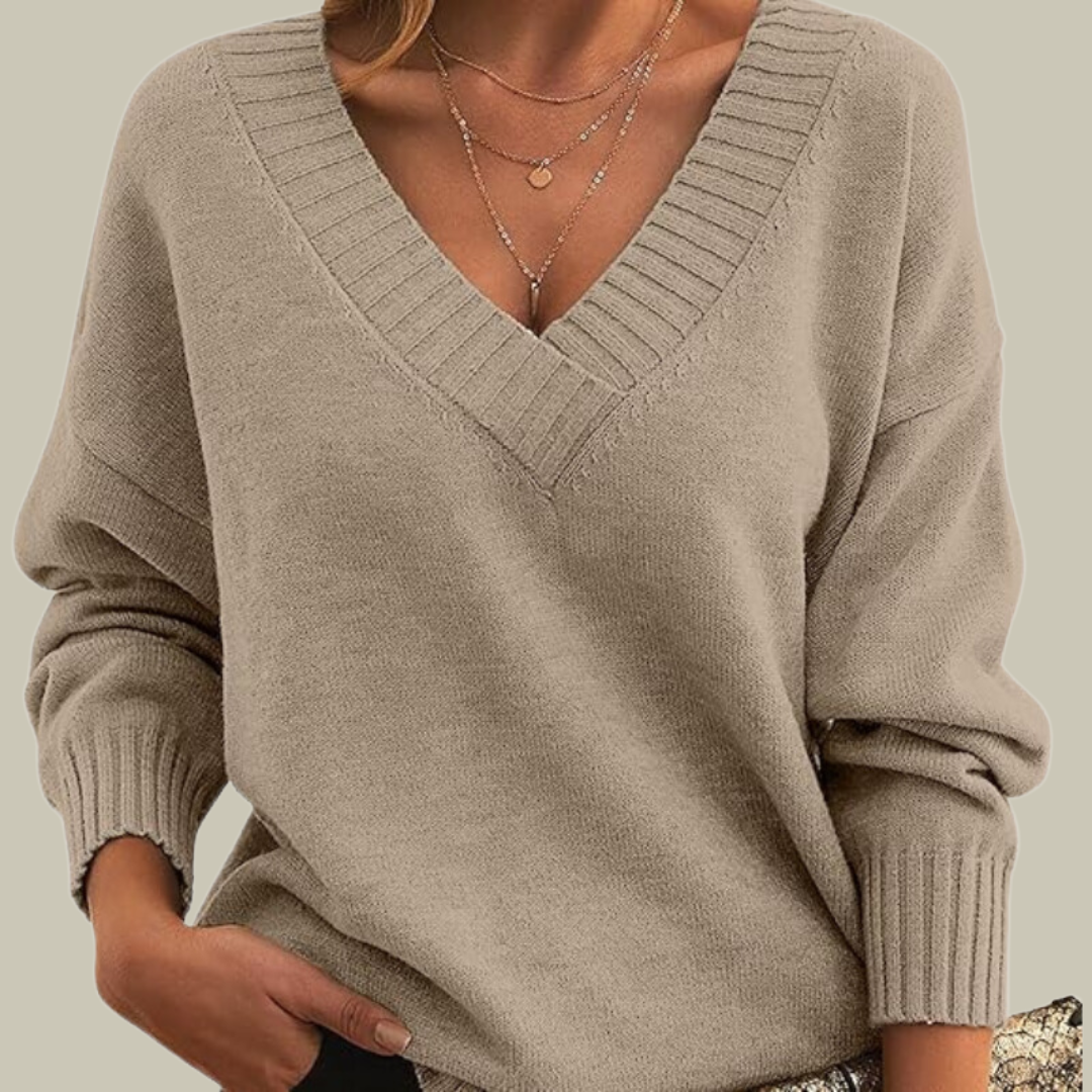 Lux & Classy  • Chic V-Neck Pure Cashmere Sweater