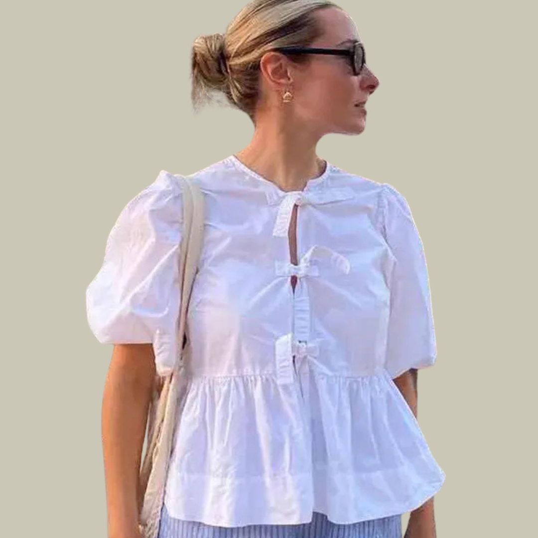 Casual Lace Up Hollow Out Blouse