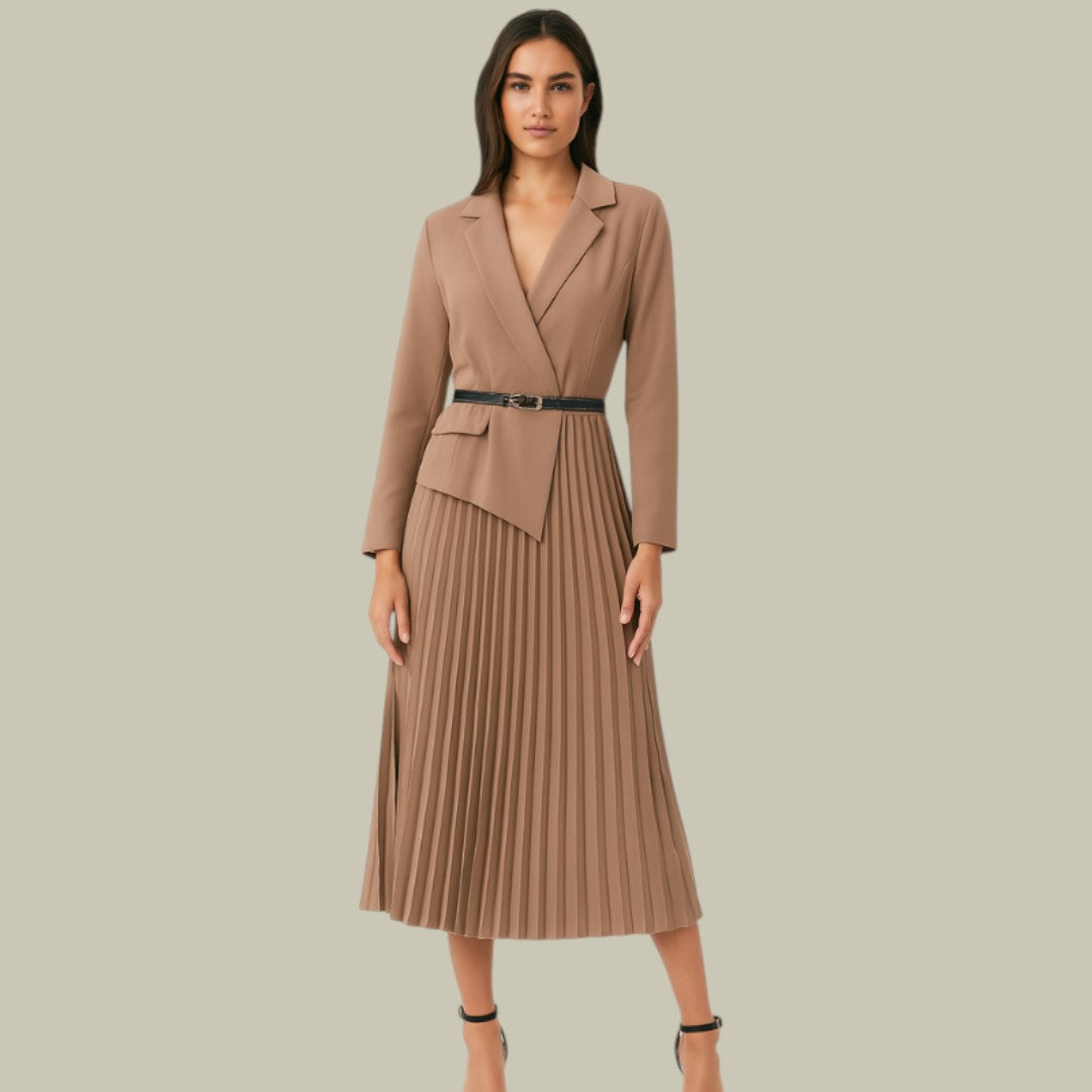 Womens Blazer Dress Pleated Formal