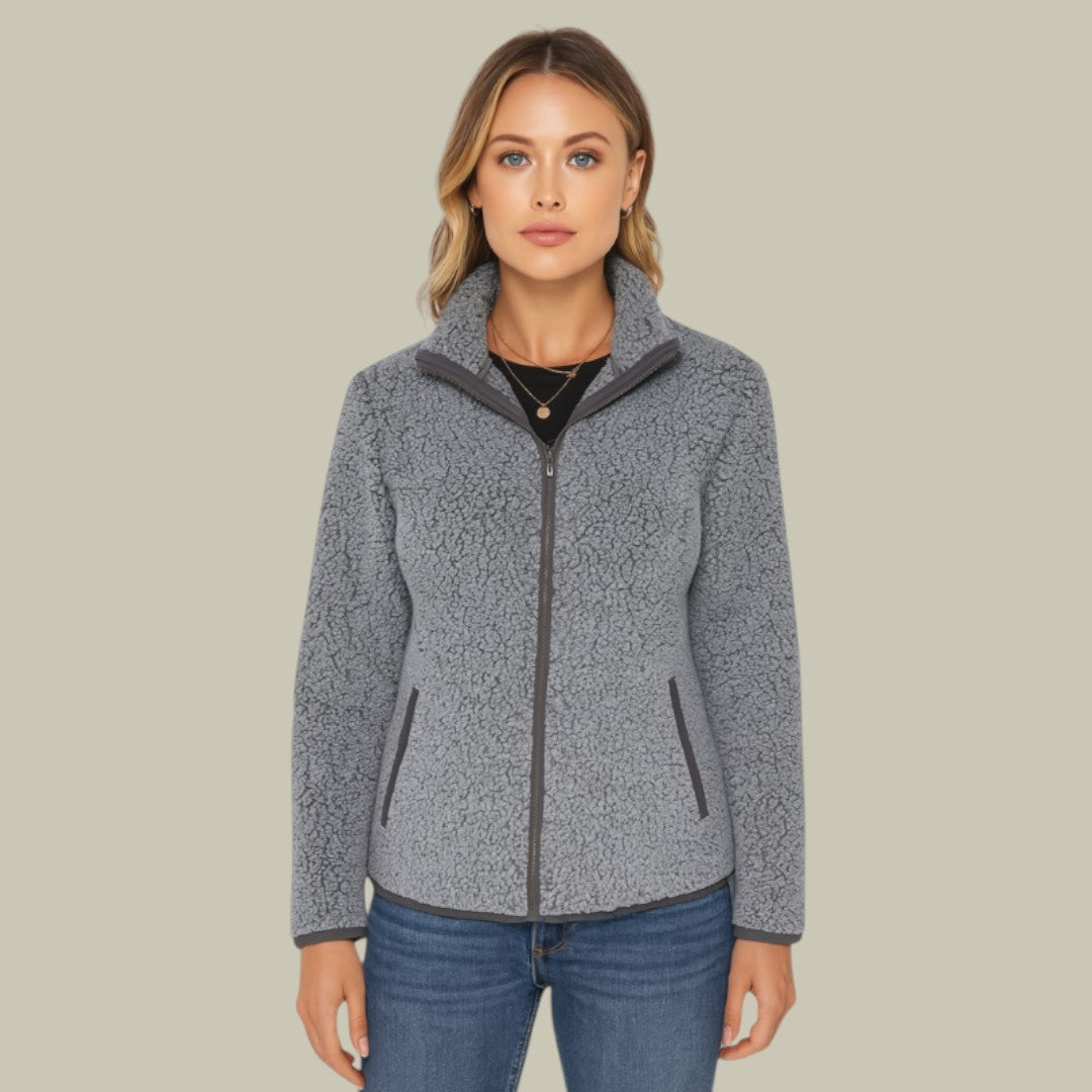 Womens Jacket Fleece Zip-Up Cardigan