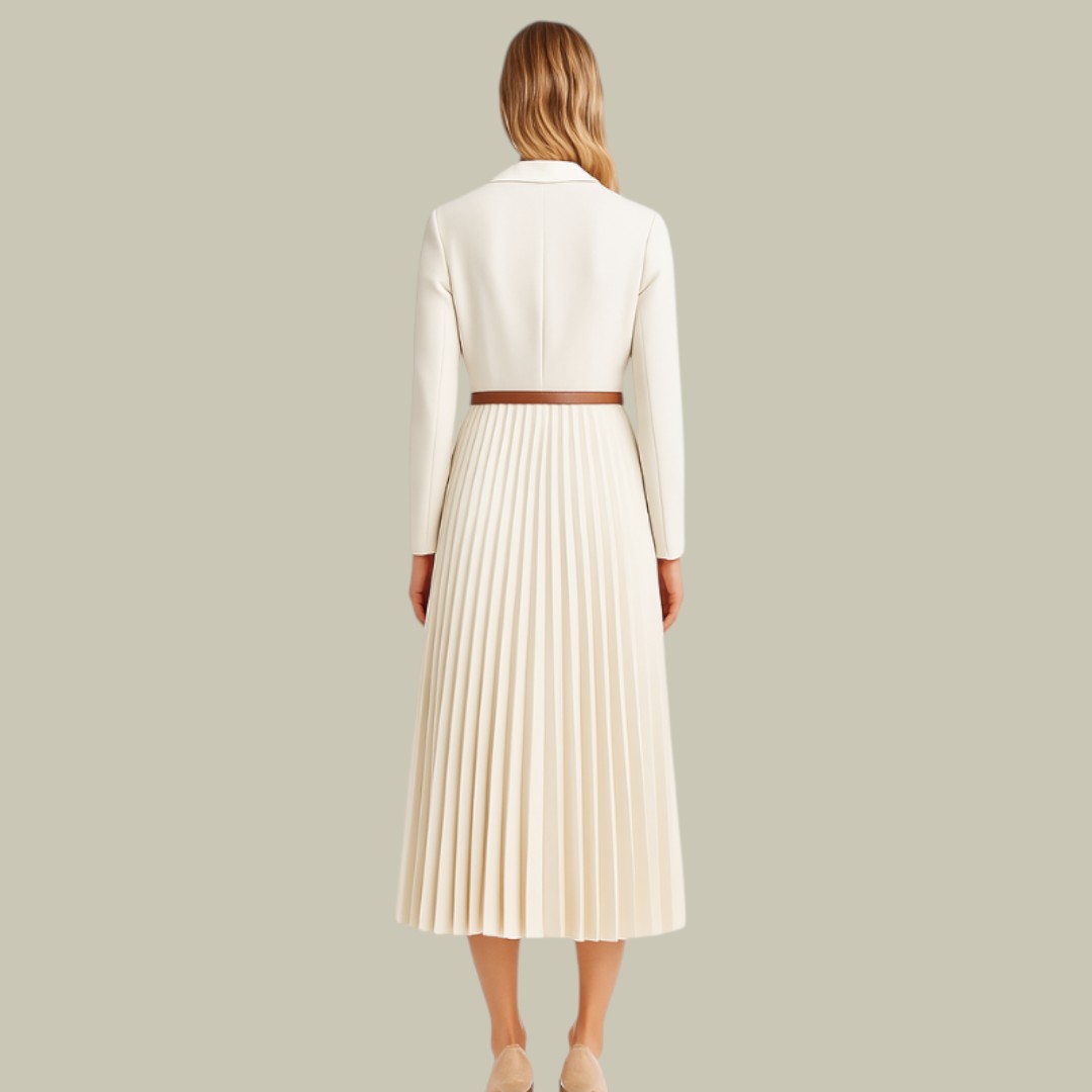 Womens Blazer Dress Pleated Formal