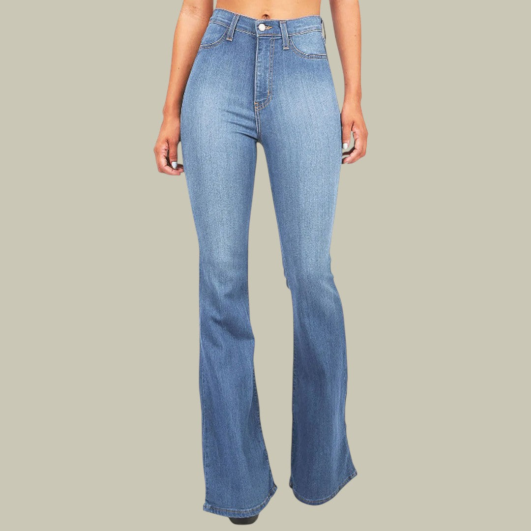 Womens High Waist Flared Jeans