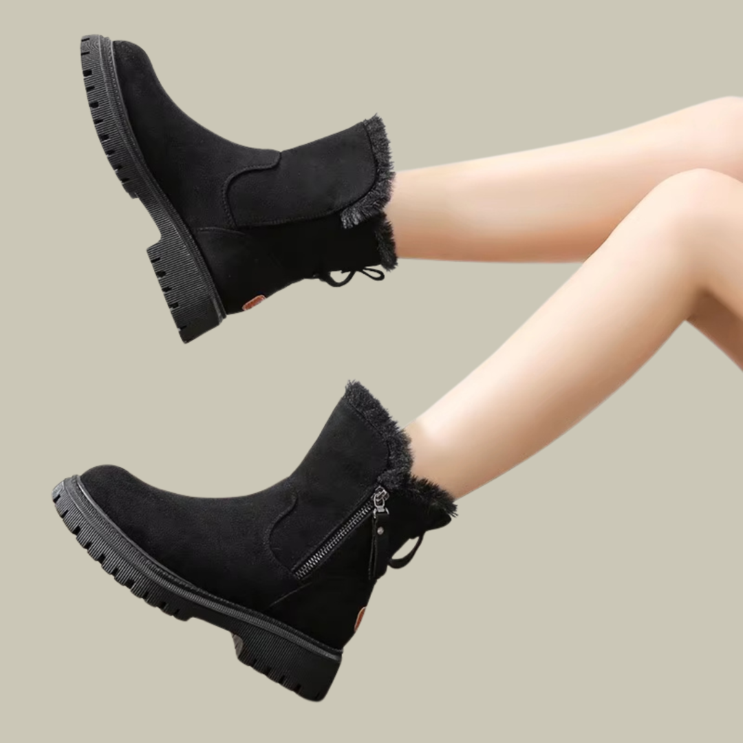 Lux & Classy  • Women's Plush Lined Side Zipper Warm Ankle Boots