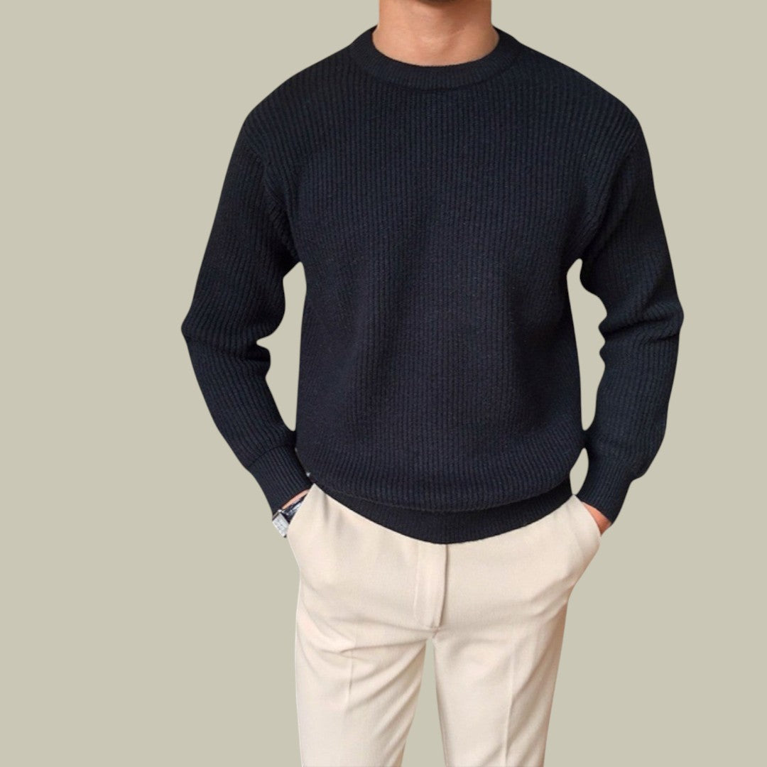 Mens Sweater Knitted Ribbed