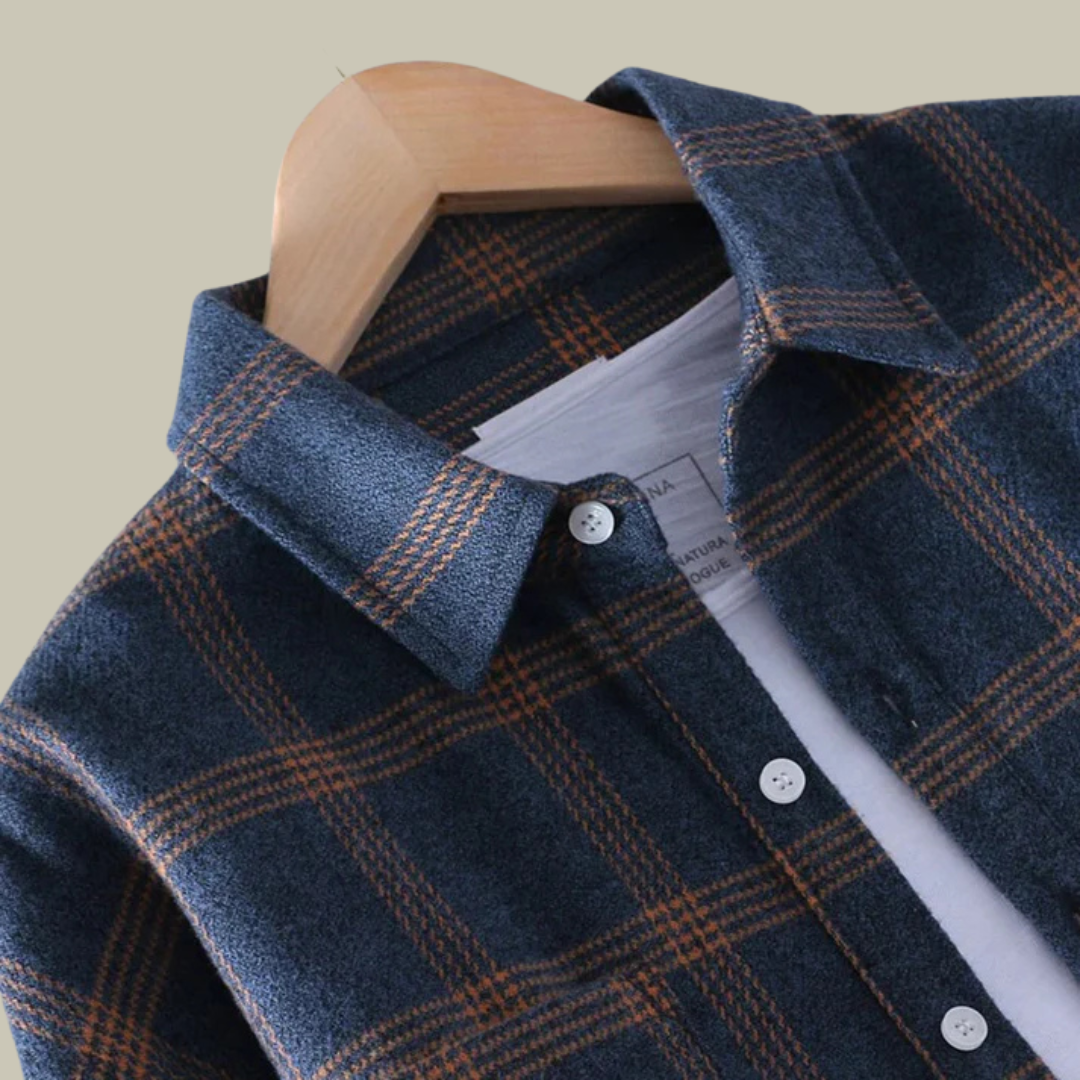 Lux & Classy  • Men's Casual Plaid Shirt with Turn-down Collar Button