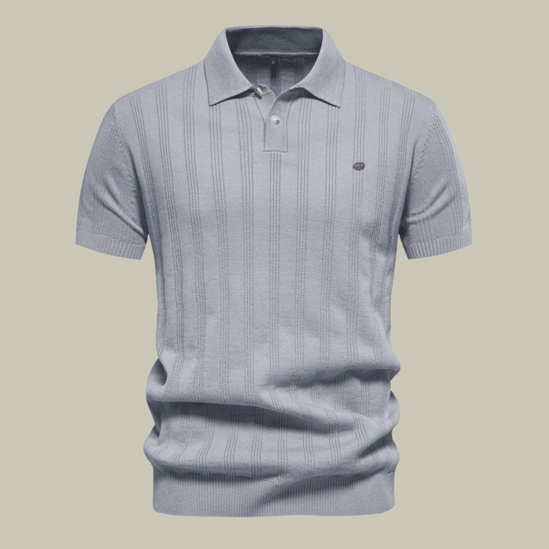 Casual Ribbed Knitted Polo Shirt