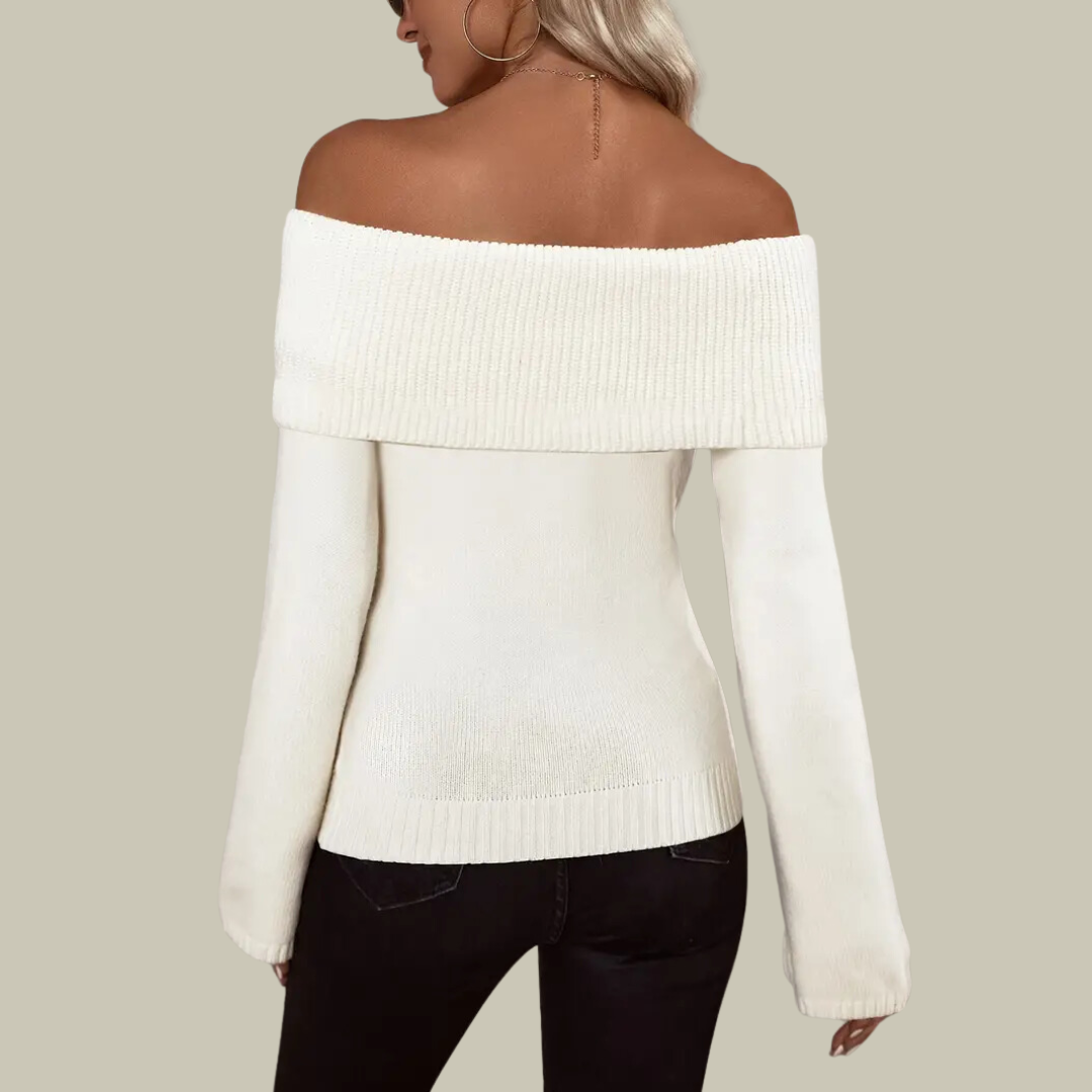 Lux & Classy  • Women's Off-Shoulder Knitted Sweater