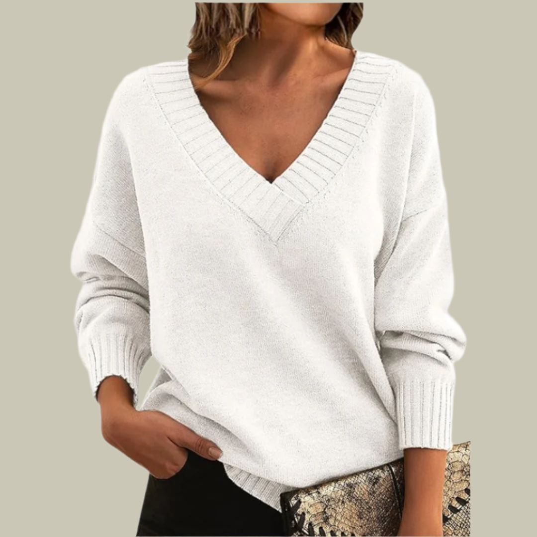 Lux & Classy  • Chic V-Neck Pure Cashmere Sweater