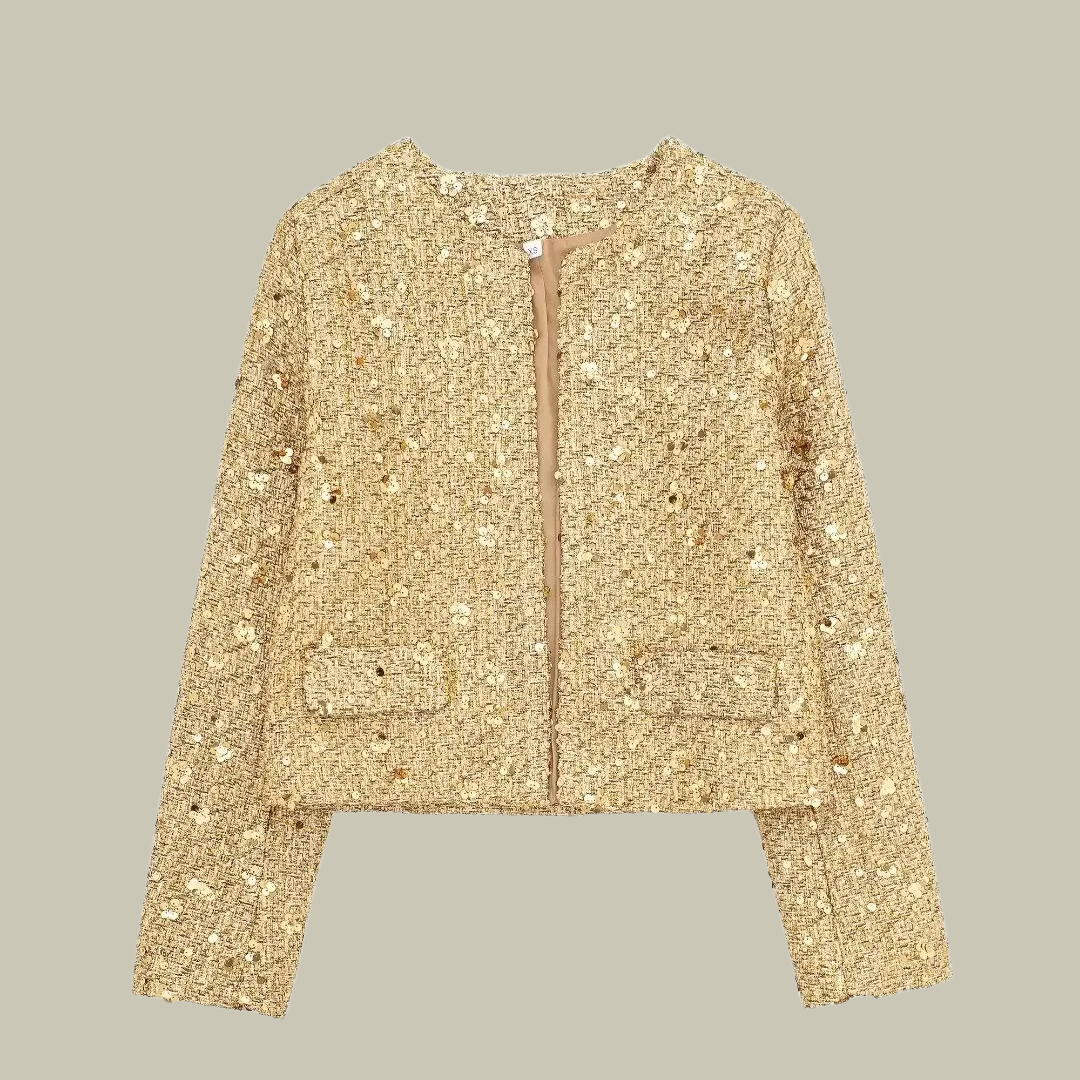 Casual Autumn Sequins Coat