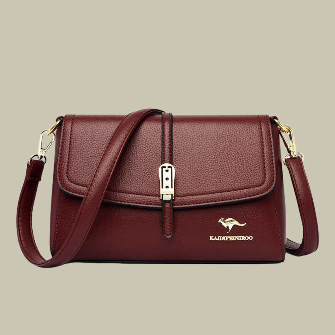 Lux Classy Leather Shoulder Bag Maroon 24cmx9cmx15cm