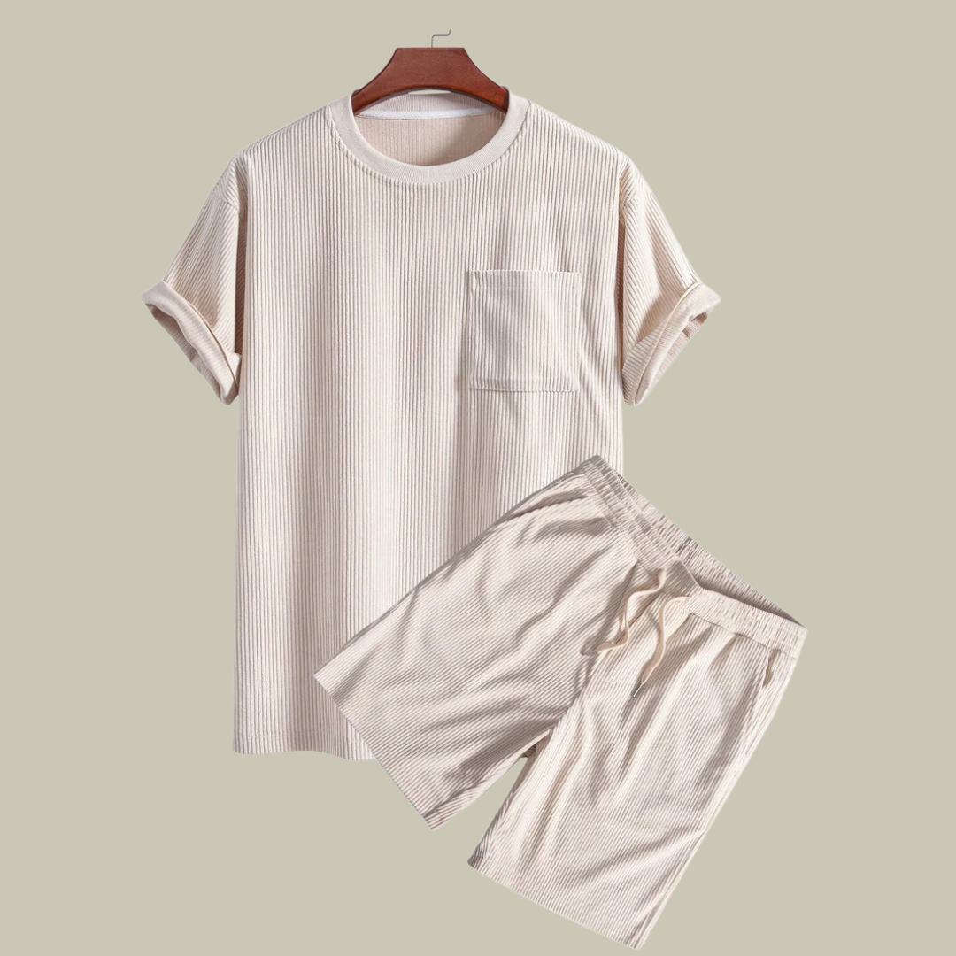 Lux & Classy  • Corduroy Oversize T-shirt With Pocket & Shorts