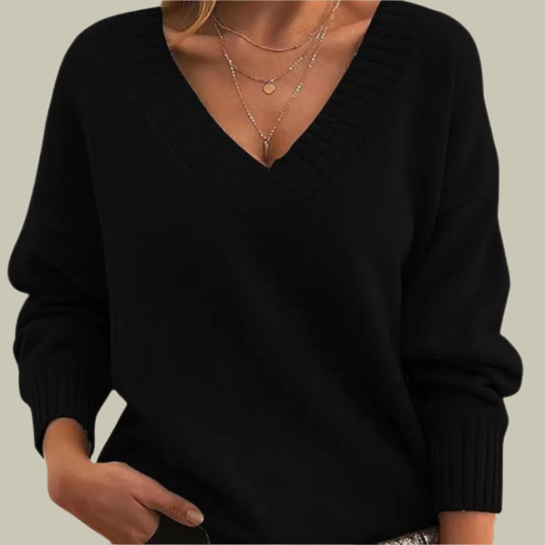 Lux & Classy  • Chic V-Neck Pure Cashmere Sweater