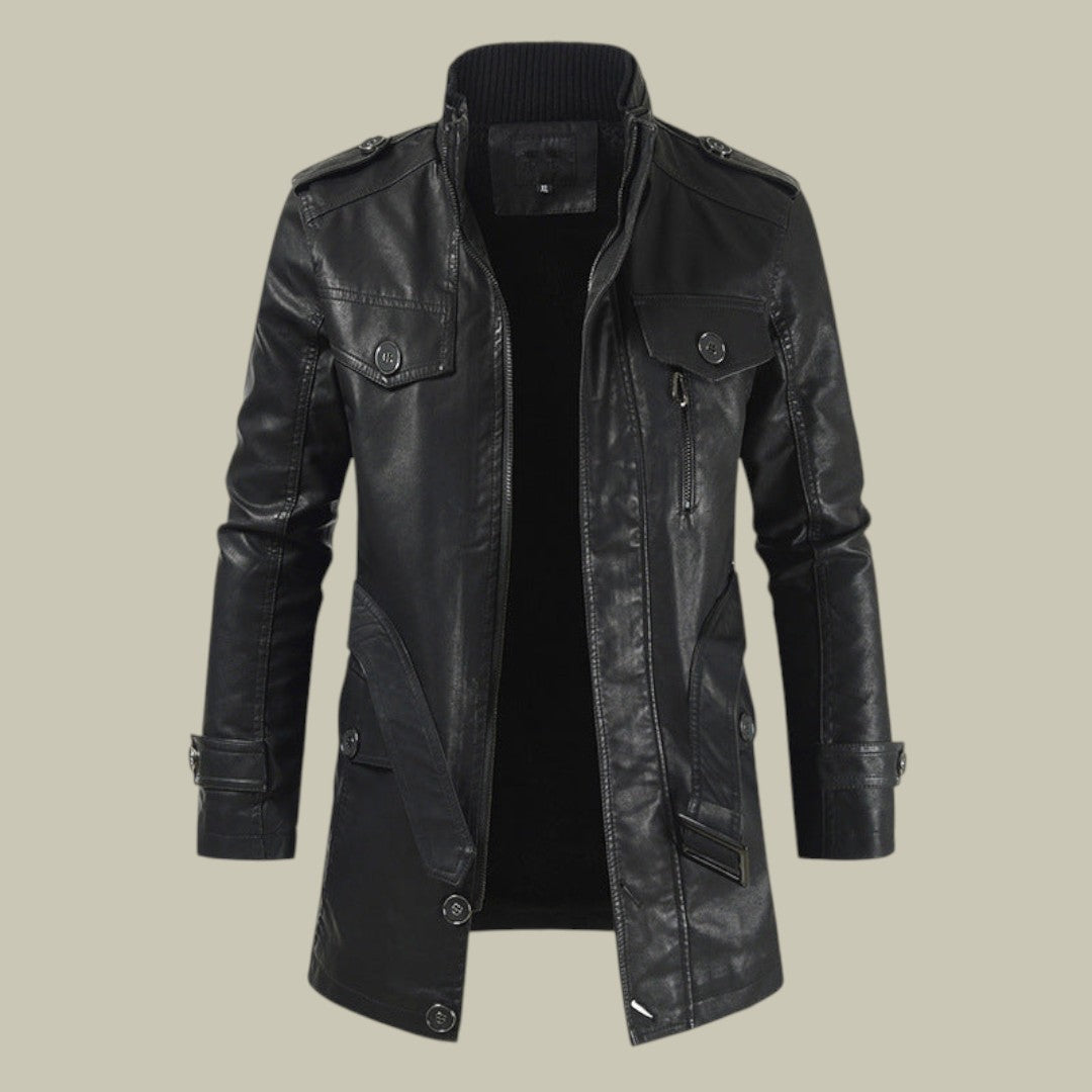 Mens Leather Trench Coat Long