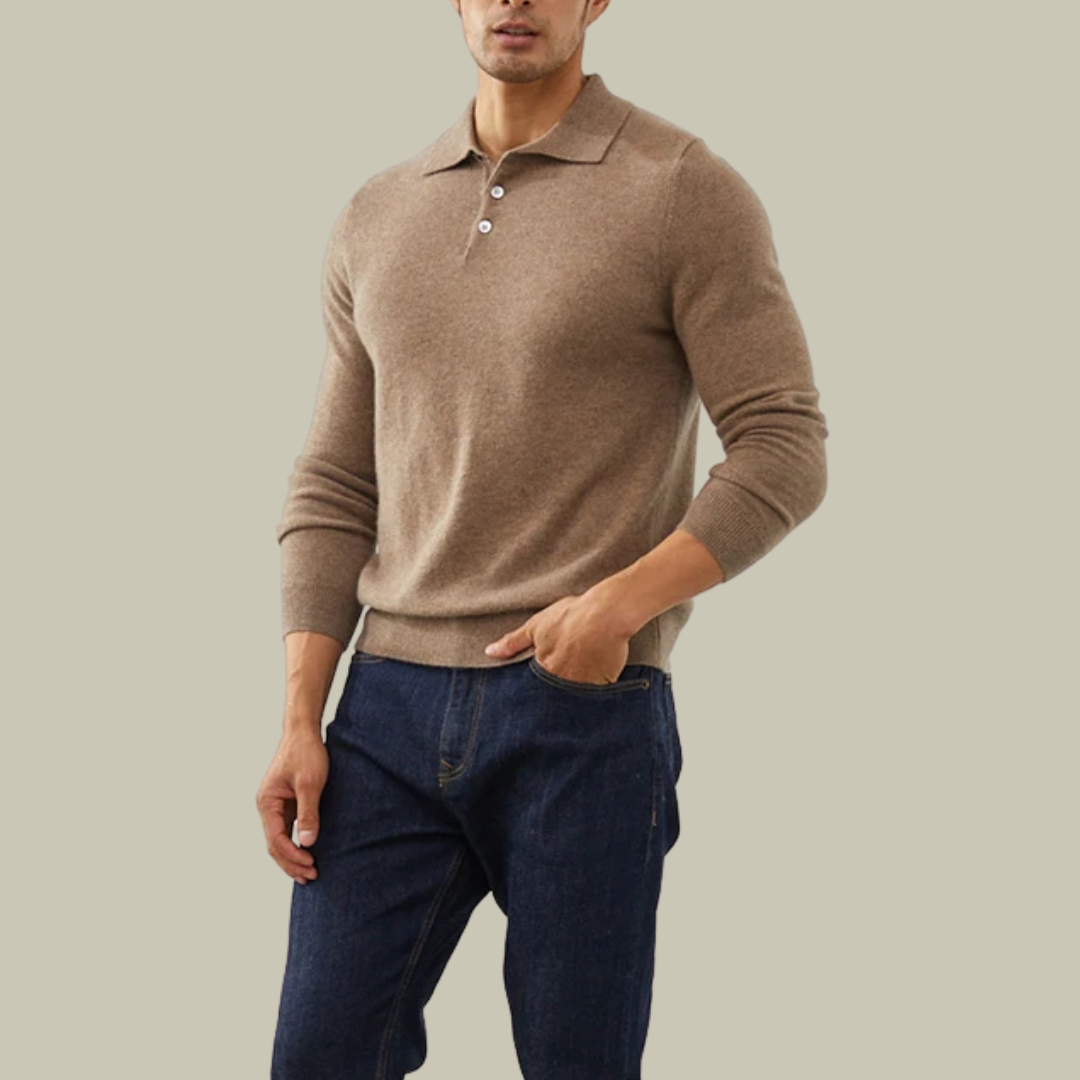 Lux & Classy •  Men's Pure Cashmere Polo Sweater