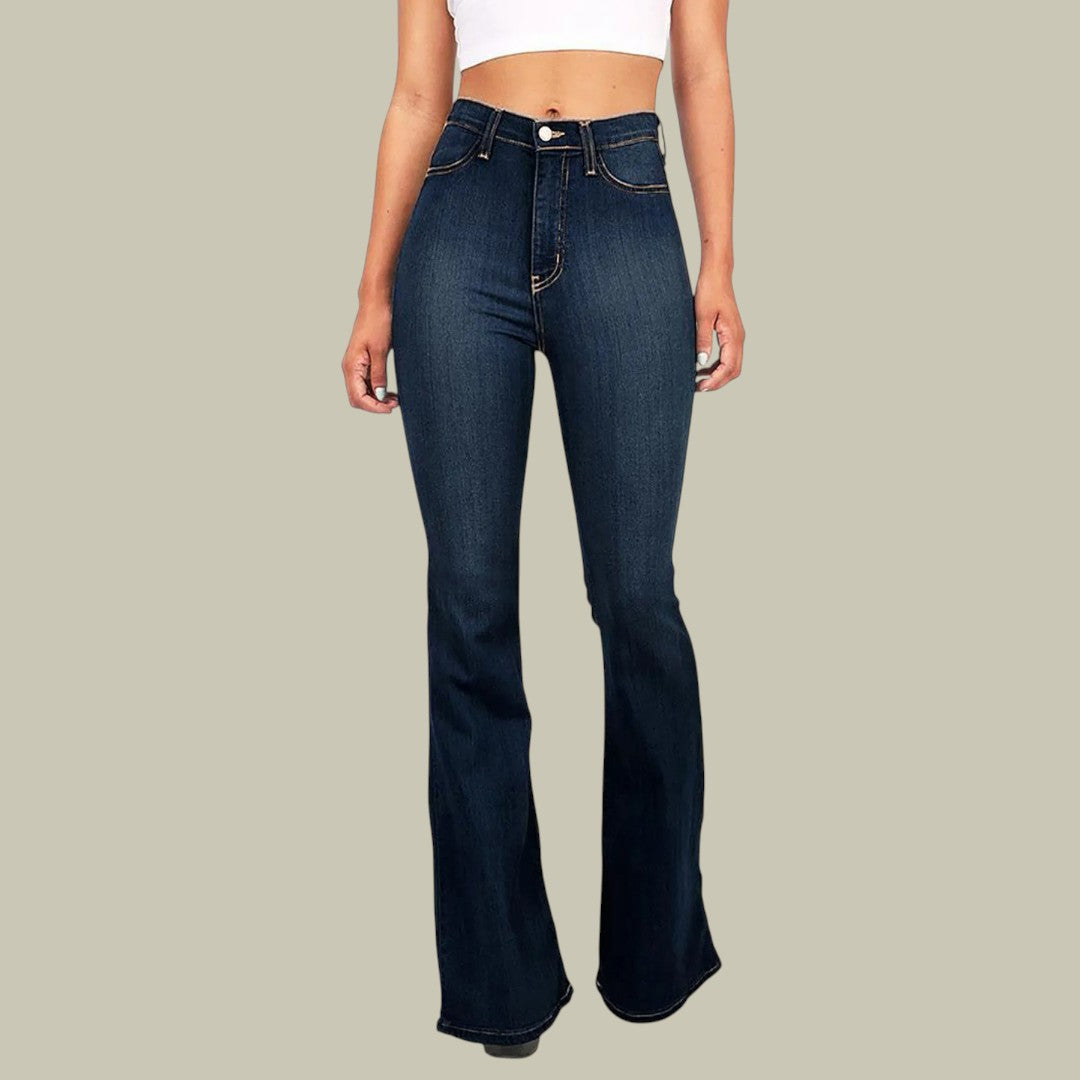 Womens High Waist Flared Jeans