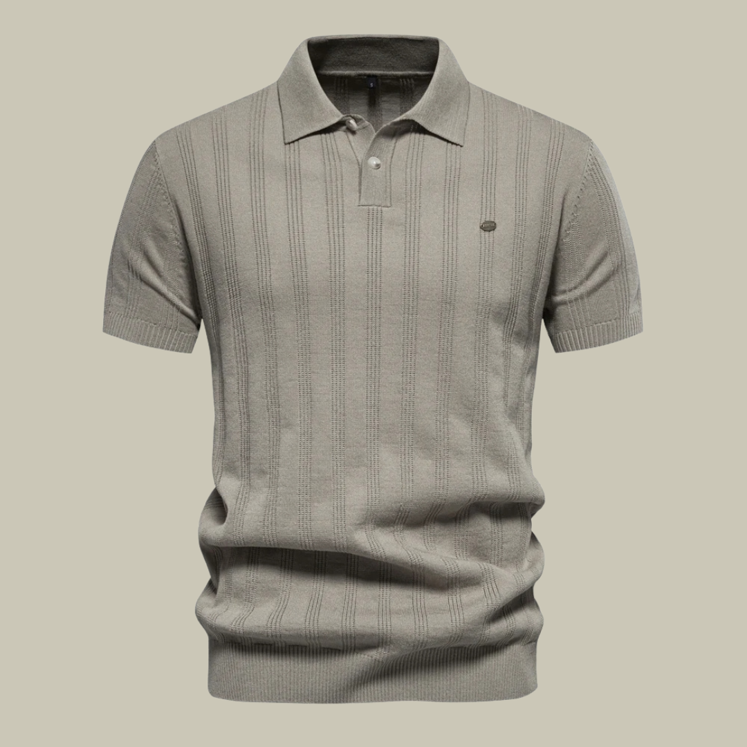 Casual Ribbed Knitted Polo Shirt