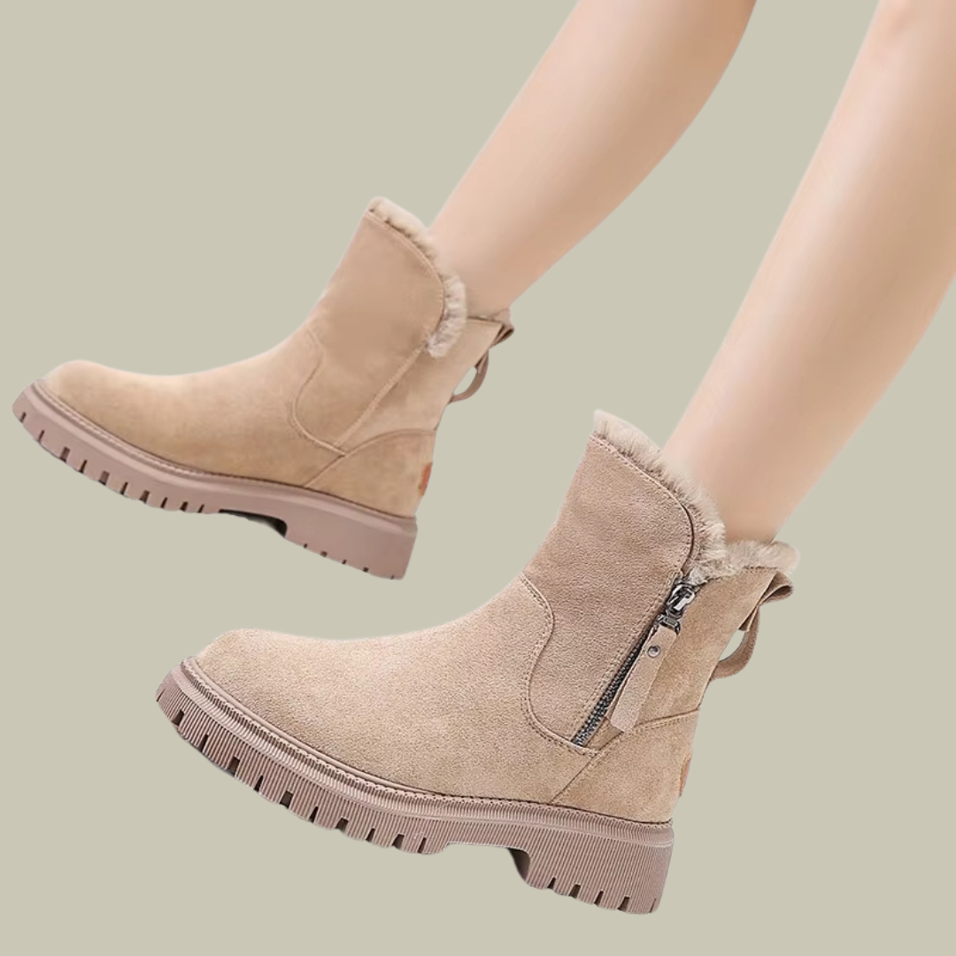 Lux & Classy  • Women's Plush Lined Side Zipper Warm Ankle Boots