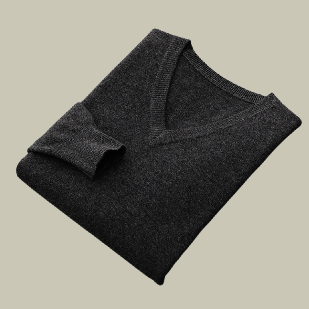 Lux & Classy • Men's Pure Wool V-Neck Pullover