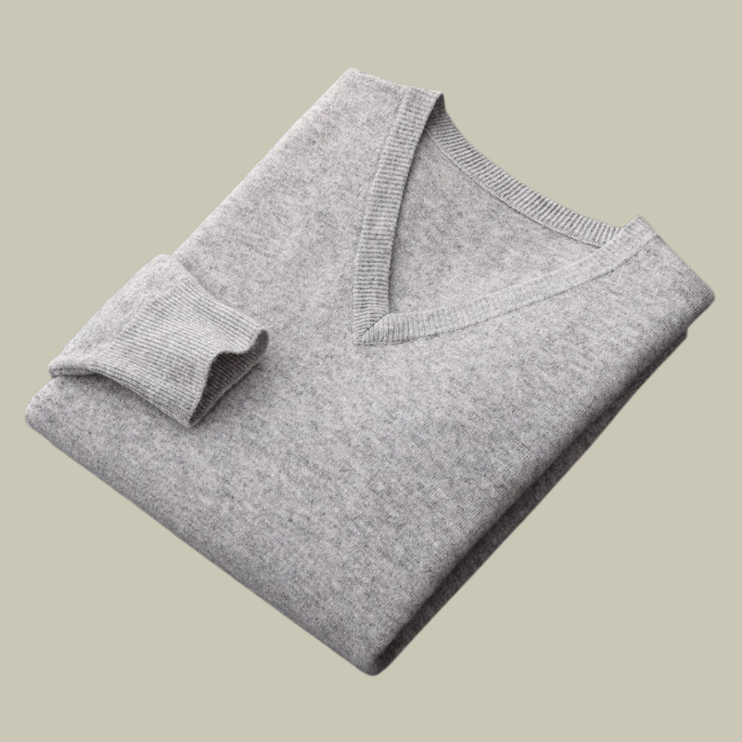 Lux & Classy • Men's Pure Wool V-Neck Pullover