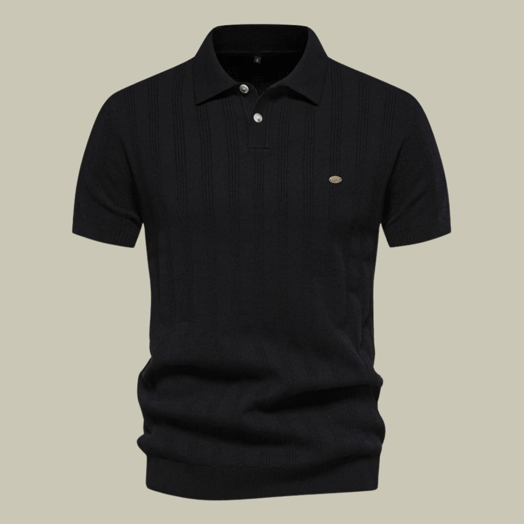 Casual Ribbed Knitted Polo Shirt