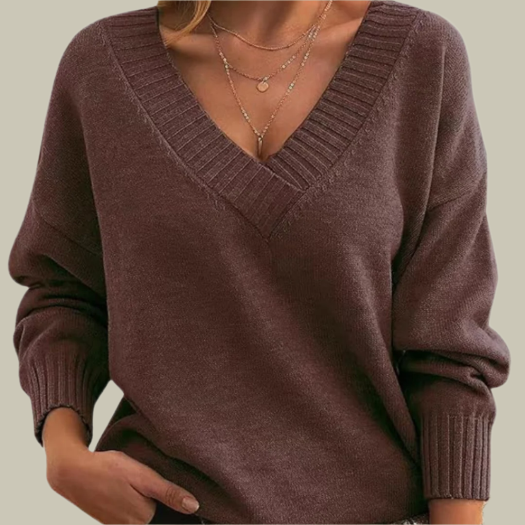 Lux & Classy  • Chic V-Neck Pure Cashmere Sweater