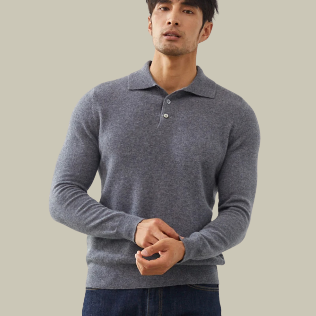 Lux & Classy •  Men's Pure Cashmere Polo Sweater