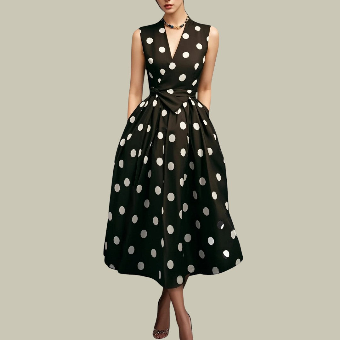Womens Polka Dot Midi Dress