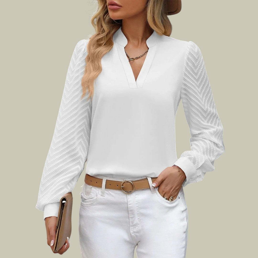 Womens Elegant V-Neck Chiffon Top