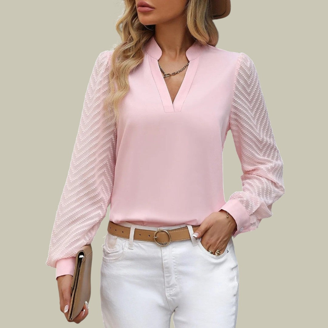 Womens Elegant V-Neck Chiffon Top