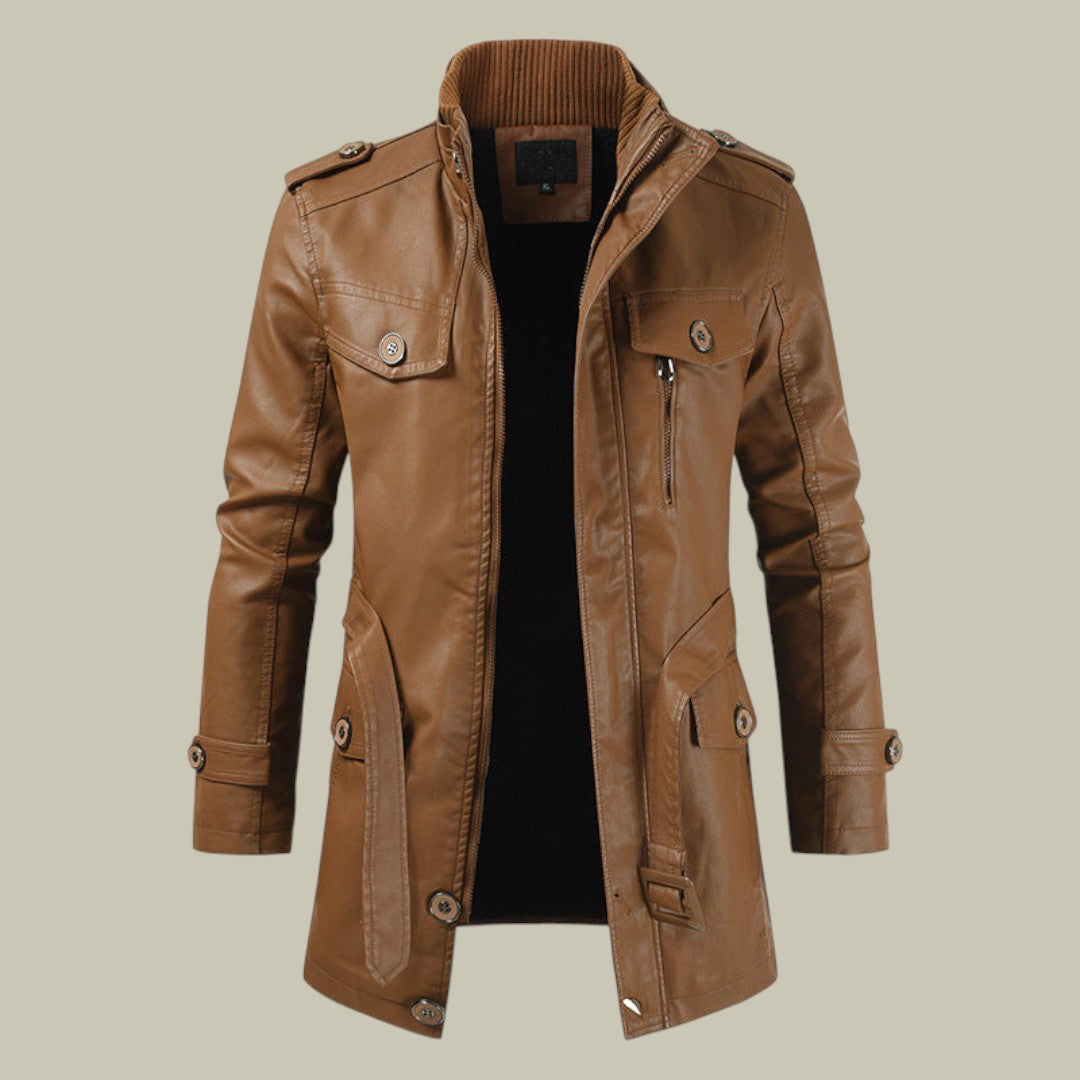 Mens Leather Trench Coat Long